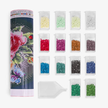 Colorful Rose Flower Butterflies Diamond Painting - Caydo