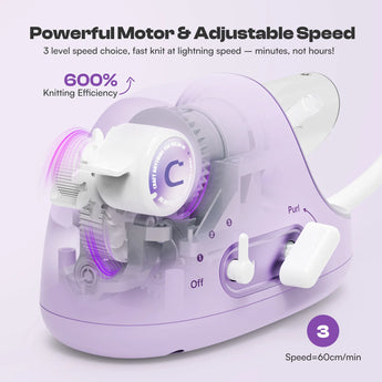Electric i-Cord Knitting Tricotin Machine i1 Pro Lavender Purple - Caydo