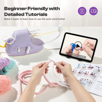 Electric i-Cord Knitting Tricotin Machine i1 Pro Lavender Purple - Caydo