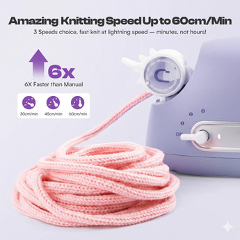 Electric i-Cord Knitting Tricotin Machine i1 Pro Lavender Purple - Caydo