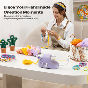 Electric i-Cord Knitting Tricotin Machine i1 Pro Lavender Purple - Caydo