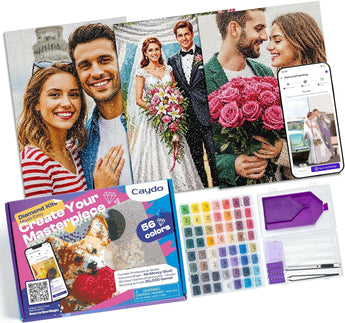 Caydo 3-Pack Quick Custom Diamond Painting Kit with Design App - Caydo