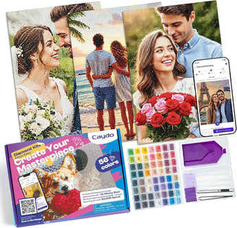 Caydo 3-Pack Quick Custom Diamond Painting Kit with Design App - Caydo