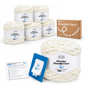 Caydo #6 Super Bulky Chenille Yarn 6-Pack in Ivory - Caydo