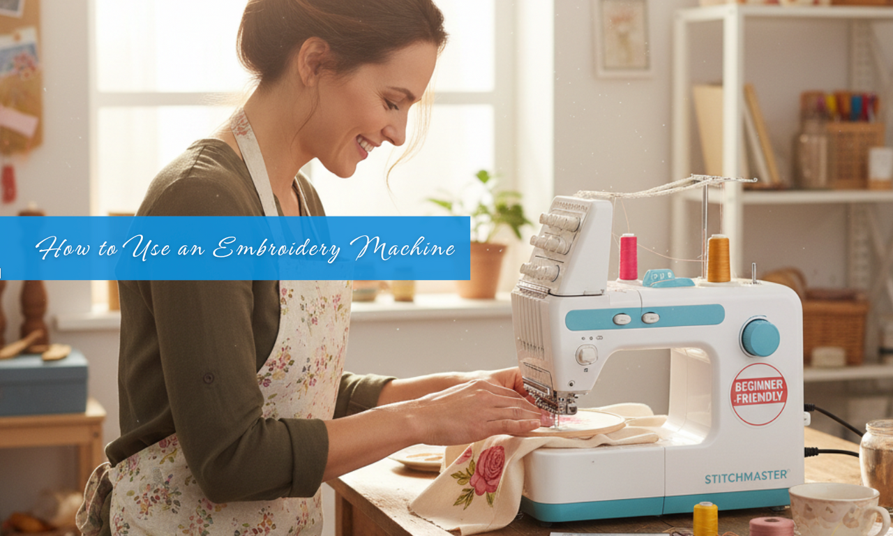 Lady Using Embrodeiry Machine How to Use an Embroidery Machine: Beginner’s Guide – Caydo