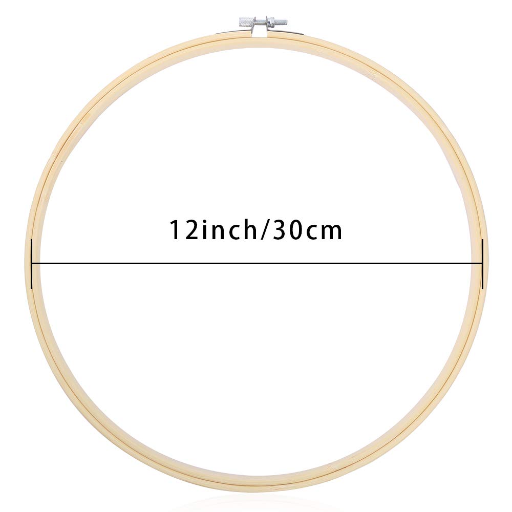 Caydo 12 Pieces 12 Inch Wooden Round Embroidery Hoops