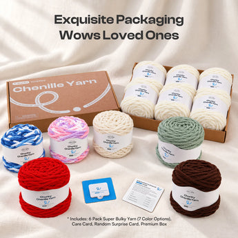 Caydo #6 Super Bulky Chenille Yarn 6-Pack in Oatmeal - Caydo