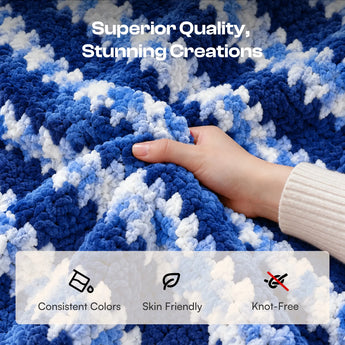 Caydo #6 Super Bulky Chenille Yarn 6-Pack in Blue & White - Caydo