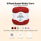 Caydo #6 Super Bulky Chenille Yarn 6-Pack in Cherry Red - Caydo
