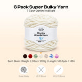 Caydo #6 Super Bulky Chenille Yarn 6-Pack in Ivory - Caydo
