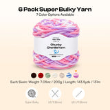 Caydo #6 Super Bulky Chenille Yarn 6-Pack in Cotton Candy - Caydo