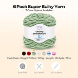Caydo #6 Super Bulky Chenille Yarn 6-Pack in Sage - Caydo