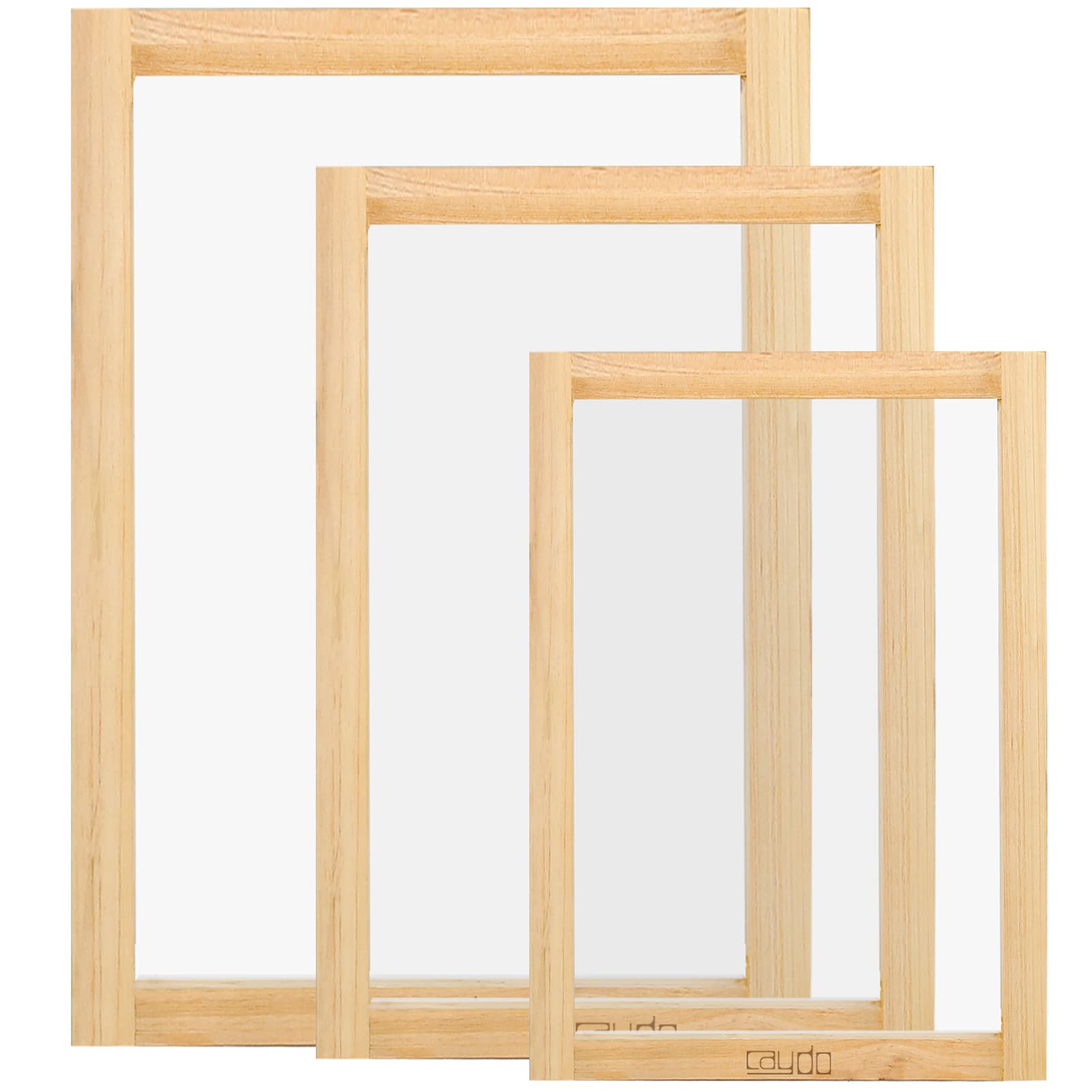 Caydo 3 Pieces 3 Size Wood Silk Screen Printing Frame