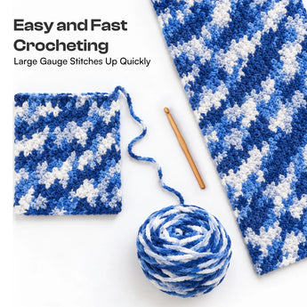 Caydo #6 Super Bulky Chenille Yarn 6-Pack in Blue & White - Caydo