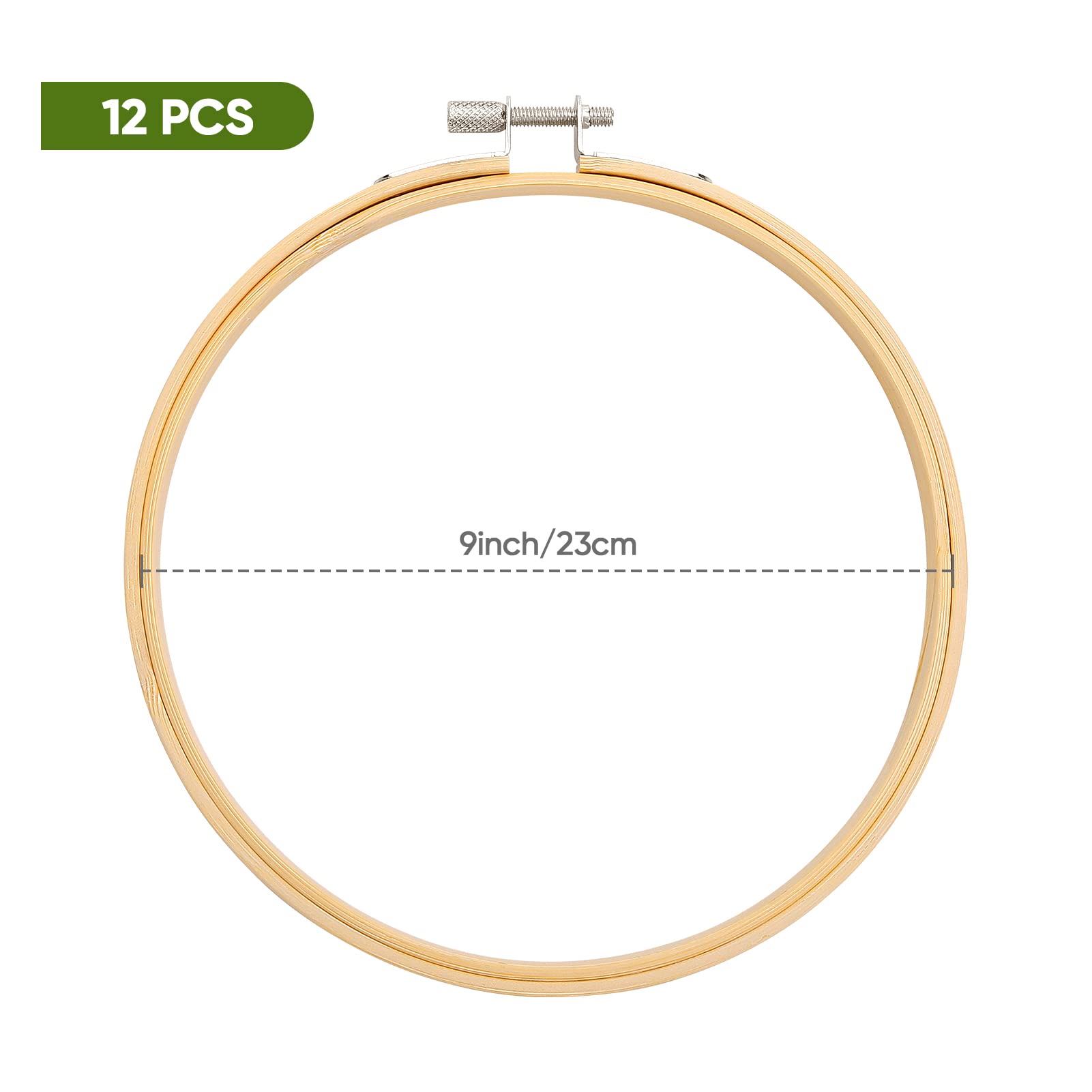 Caydo 12 Pieces 9 Inch Wooden Round Embroidery Hoops