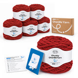Caydo #6 Super Bulky Chenille Yarn 6-Pack in Cherry Red - Caydo