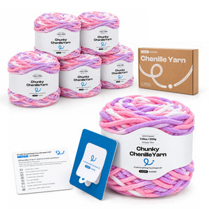 Caydo #6 Super Bulky Chenille Yarn 6-Pack in Cotton Candy - Caydo