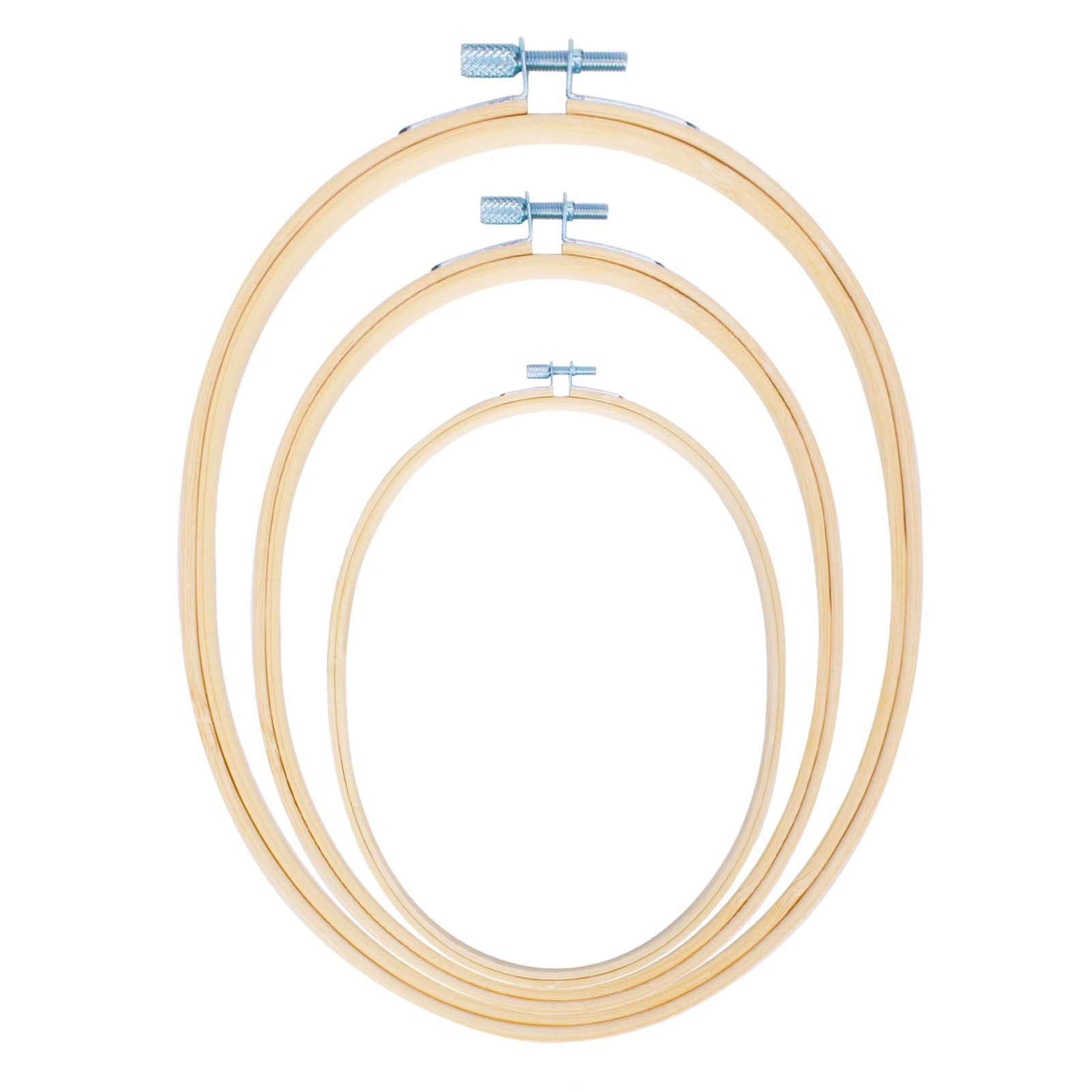 Caydo 3 Pieces 3 Sizes Oval Bamboo Embroidery Hoops Set